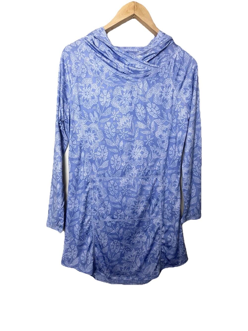 RIPSKIRT Hawaii Runaround Hoodie Cover Up UPF Dress Sz XS Blue Floral